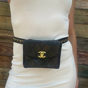 CHANEL Black Calfskin Wild Stitch Belt Bag